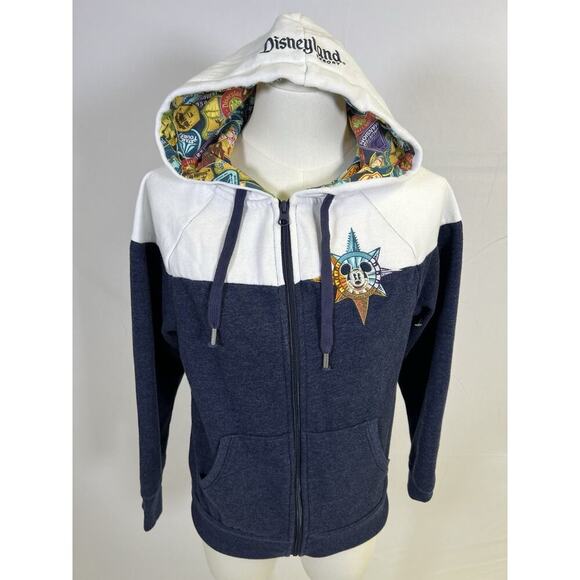 Disneyland Resort Blue Spirit Jersey Sweater Zip Up Hoodie Size XS Embroidery - Picture 1 of 16